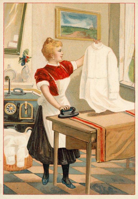 Kvindestrygning (chromolitho) af French School