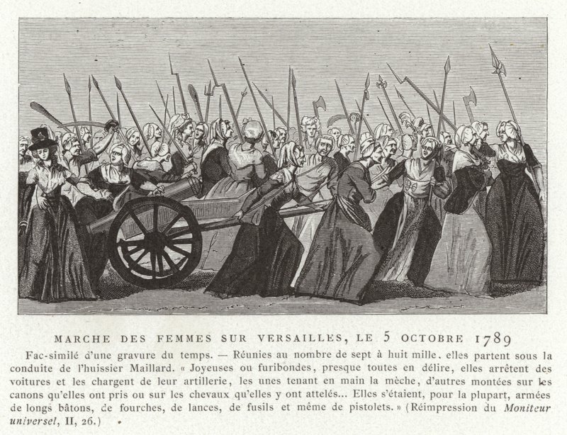Kvinders march mod Versailles, den franske revolution, 5. oktober 1789 af French School