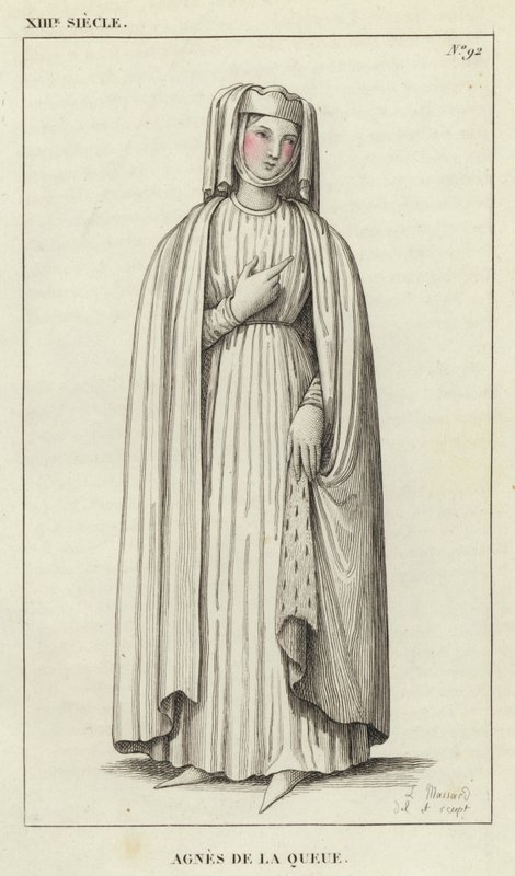 XIII Century, Agnes de la Queue (farvet gravering) af French School