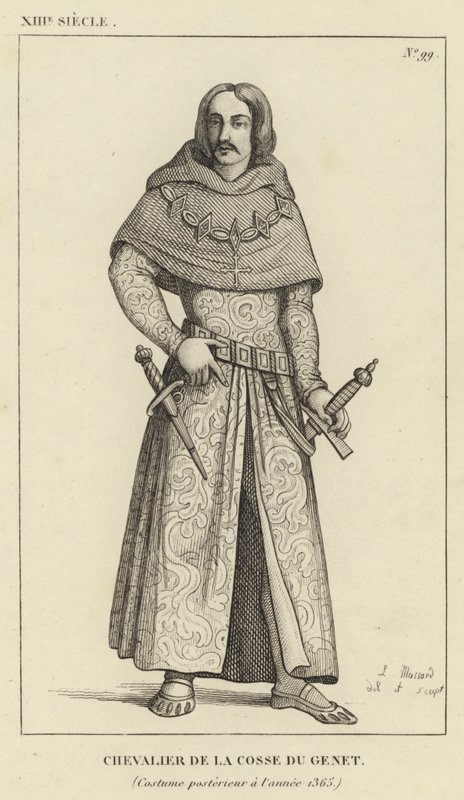 XIII Century, Ridder af Pod of Genet, Kostume efter år 1365 (gravering) af French School