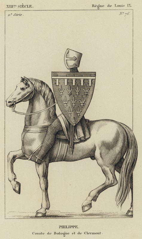 XIII århundrede, regeringstid af Ludvig IX, Philippe, greve af Bologna og Clermont (gravering) af French School