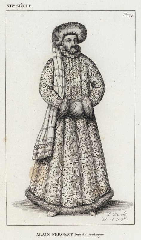 XII Century, Alain Fergent, hertug af Bretagne (gravering) af French School