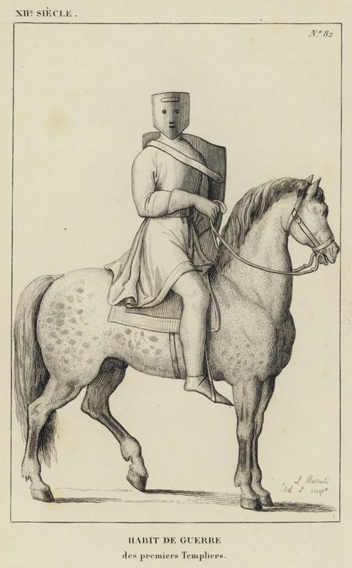 XII århundrede, krigsvane, af de første tempelriddere (gravering) af French School