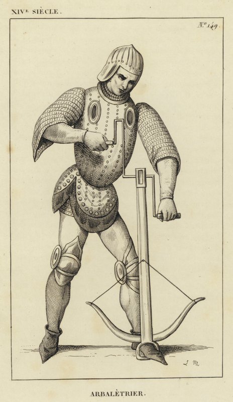 XIV Century, Crossbowman (gravering) af French School