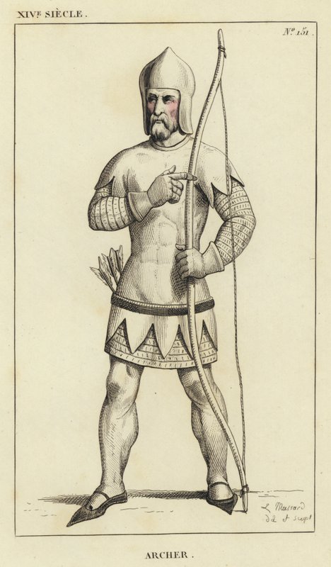 XIV Siecle, Archer (farvet gravering) af French School