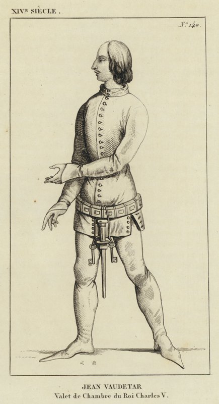 XIV Century, Jean Vaudetar, Valet de Chambre af kong Charles V (gravering) af French School