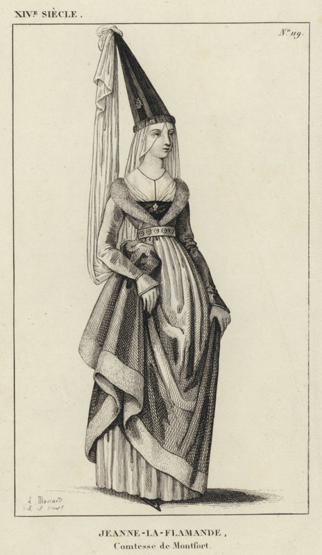 XIV Century, Jeanne-la-Flamande, grevinde af Montfort (gravering) af French School