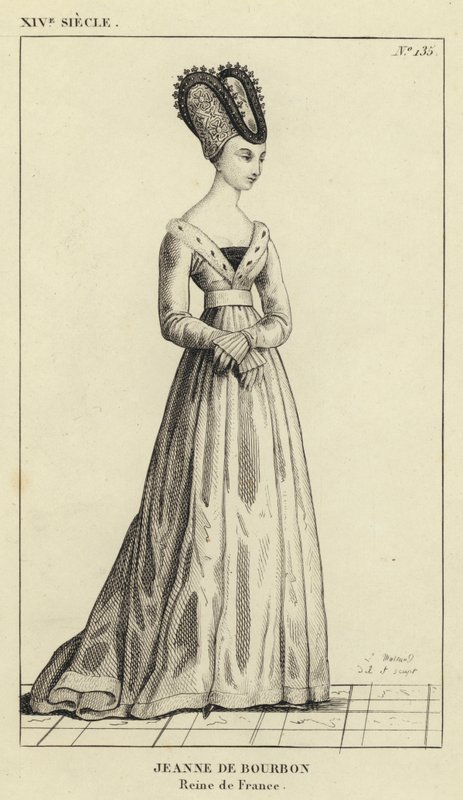 XIV Century, Jeanne de Bourbon, dronning af Frankrig (gravering) af French School