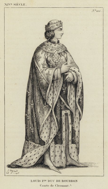 XIV Century, Louis I, hertug af Bourbon, greve af Clermont (gravering) af French School