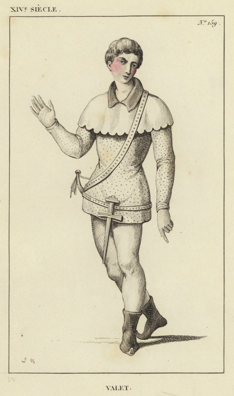 XIV Siecle, Valet (farvet gravering) af French School
