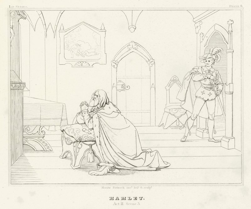 Hamlet, akt III, scene 3 (gravering) af Friedrich August Moritz Retzsch