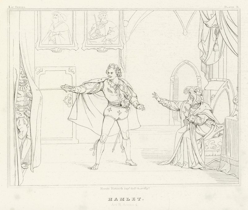 Hamlet, akt III, scene 4 (gravering) af Friedrich August Moritz Retzsch