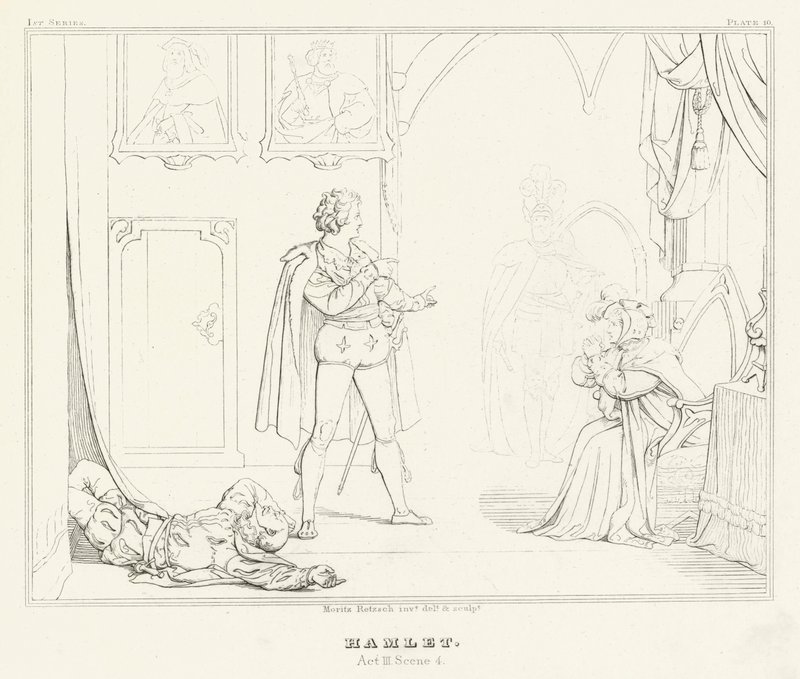 Hamlet, akt III, scene 4 (gravering) af Friedrich August Moritz Retzsch