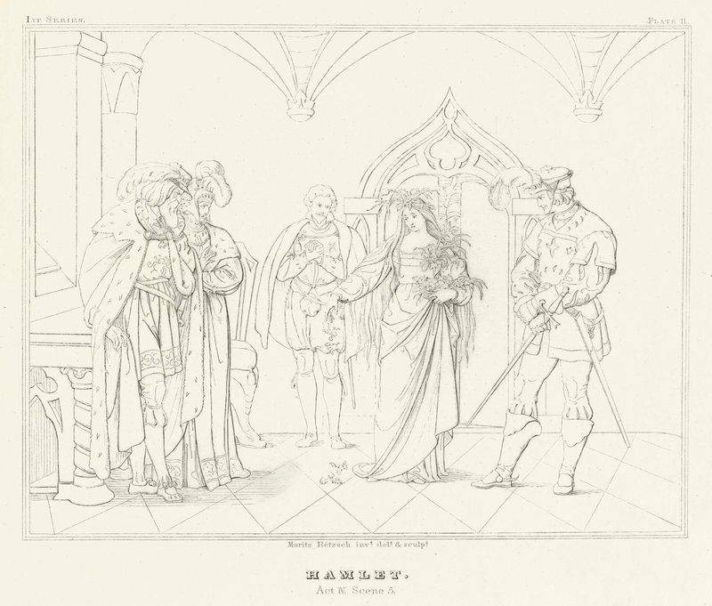 Hamlet, akt IV, scene 5 (gravering) af Friedrich August Moritz Retzsch