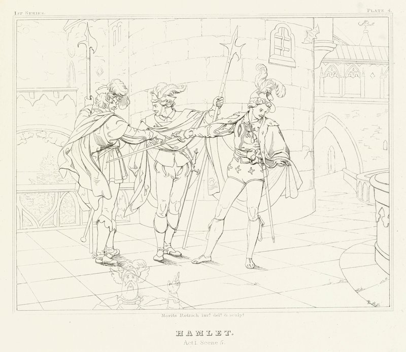 Hamlet, 1. akt, scene 5 (gravering) af Friedrich August Moritz Retzsch