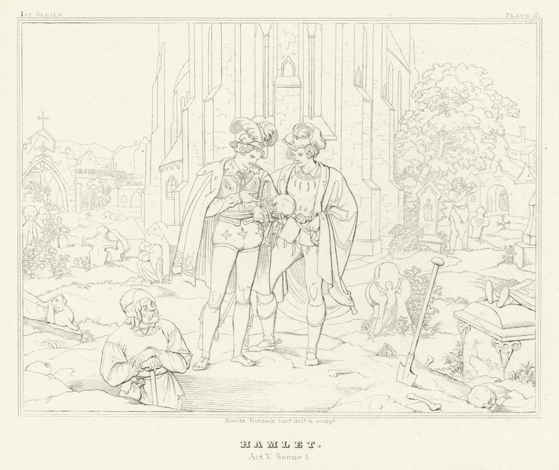 Hamlet, Akt V, Scene 1 (gravering) af Friedrich August Moritz Retzsch