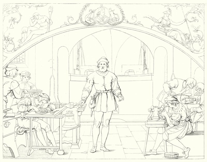 Illustration til Schillers Lied von der Glocke eller The Song Of The Bell (gravering) af Friedrich August Moritz Retzsch