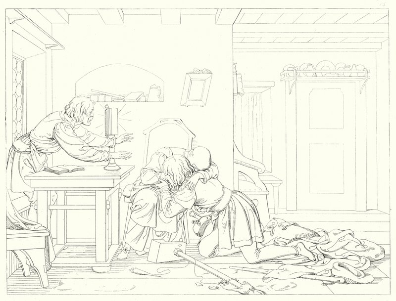 Illustration til Schillers Lied von der Glocke eller The Song Of The Bell (gravering) af Friedrich August Moritz Retzsch