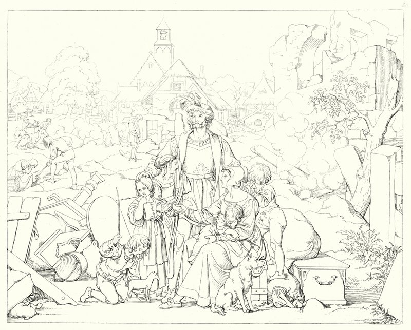Illustration til Schillers Lied von der Glocke eller The Song Of The Bell (gravering) af Friedrich August Moritz Retzsch