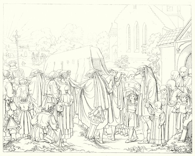 Illustration til Schillers Lied von der Glocke eller The Song Of The Bell (gravering) af Friedrich August Moritz Retzsch