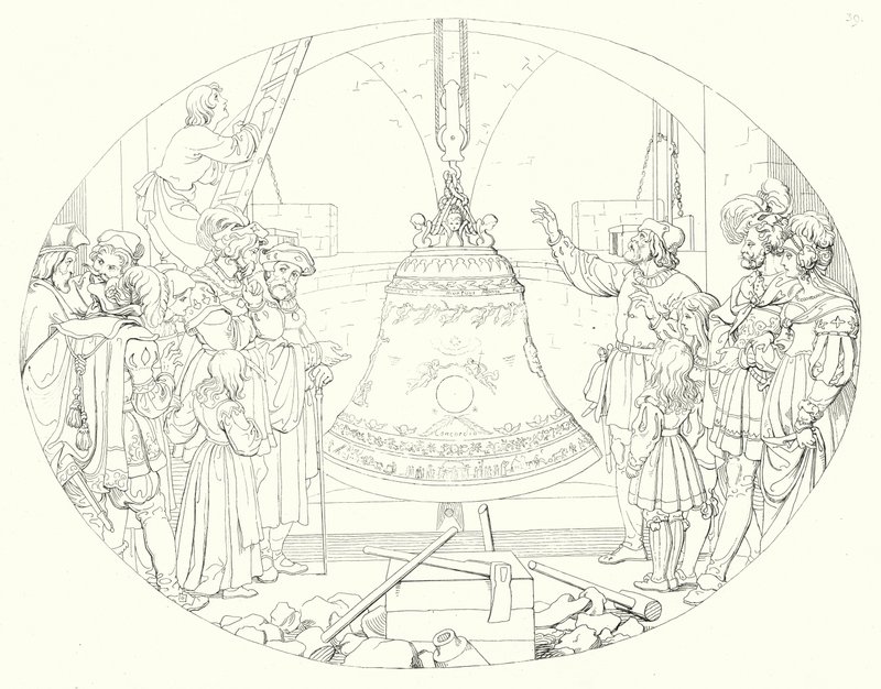 Illustration til Schillers Lied von der Glocke eller The Song Of The Bell (gravering) af Friedrich August Moritz Retzsch