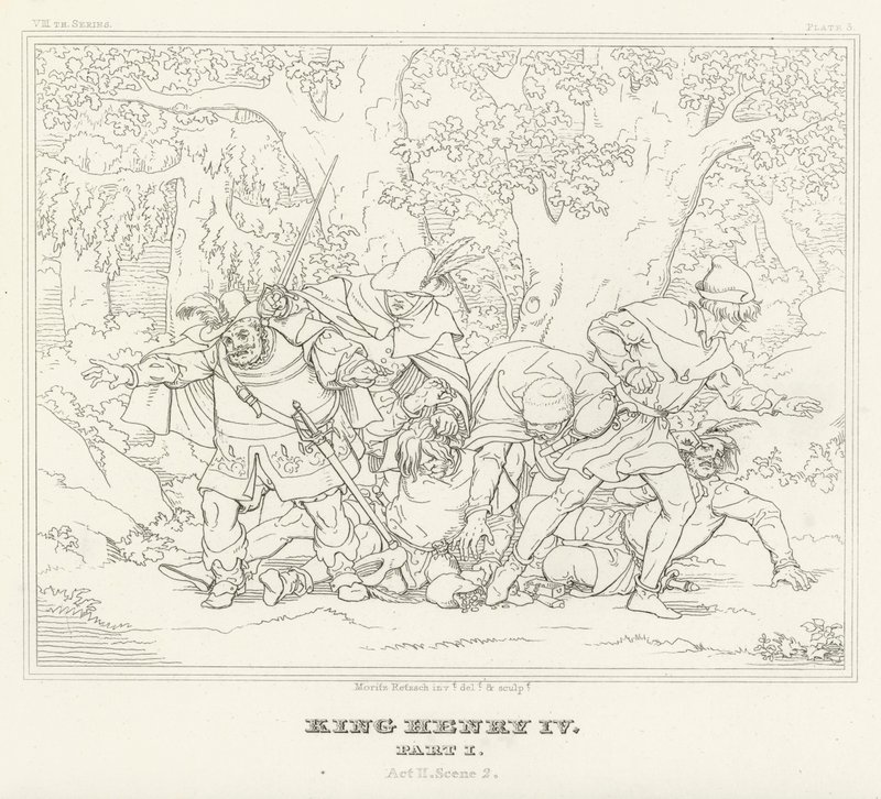Kong Henrik IV, del I, akt II, scene 2 (gravering) af Friedrich August Moritz Retzsch