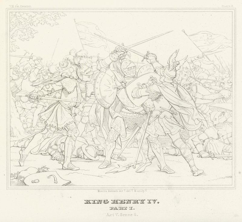 Kong Henrik IV, del I, akt V, scene 4 (gravering) af Friedrich August Moritz Retzsch