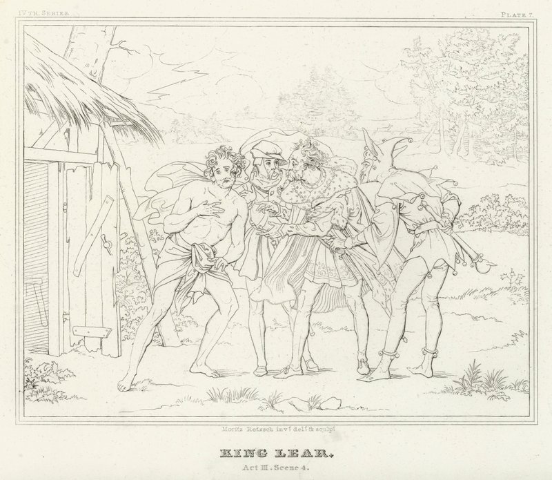 King Lear, akt III, scene 4 (gravering) af Friedrich August Moritz Retzsch