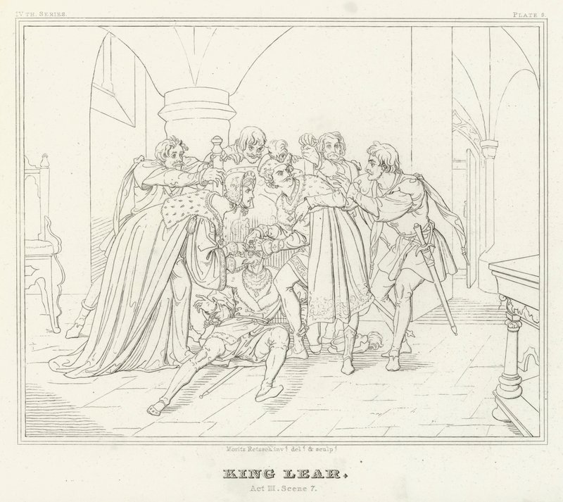 King Lear, Akt III, Scene 7 (gravering) af Friedrich August Moritz Retzsch