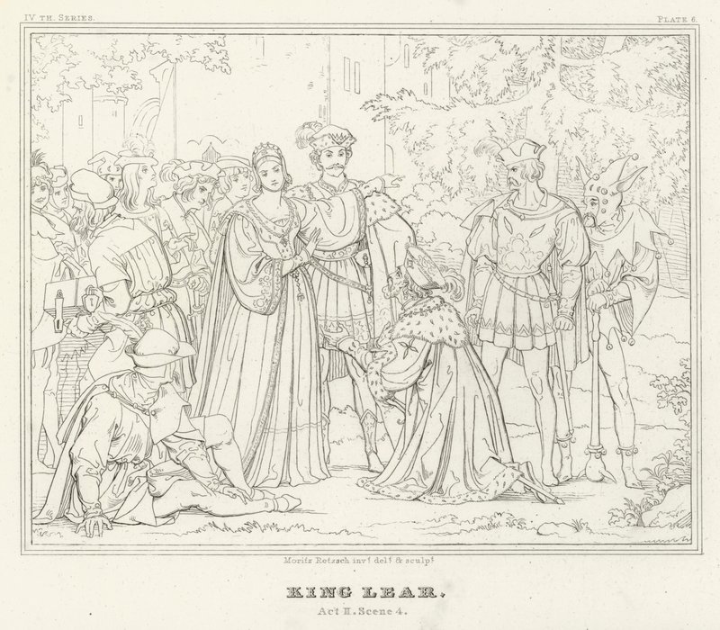 King Lear, 2. akt, scene 4 (gravering) af Friedrich August Moritz Retzsch