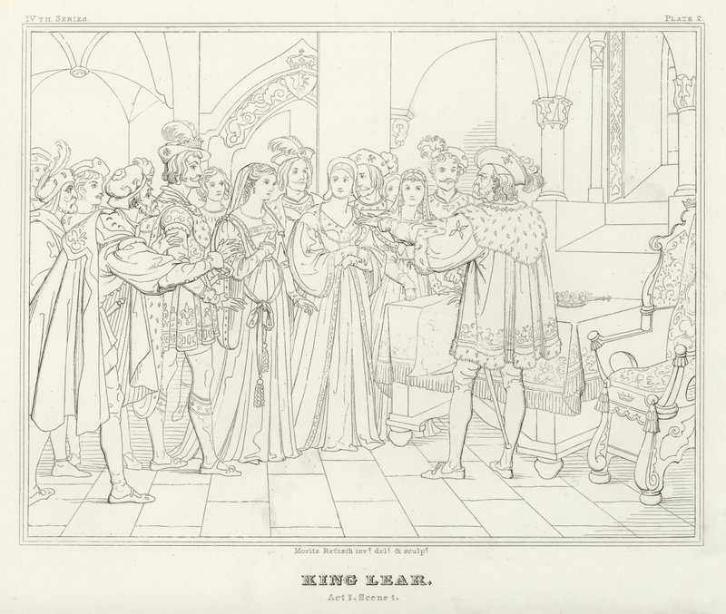 King Lear, Akt I, Scene 1 (gravering) af Friedrich August Moritz Retzsch