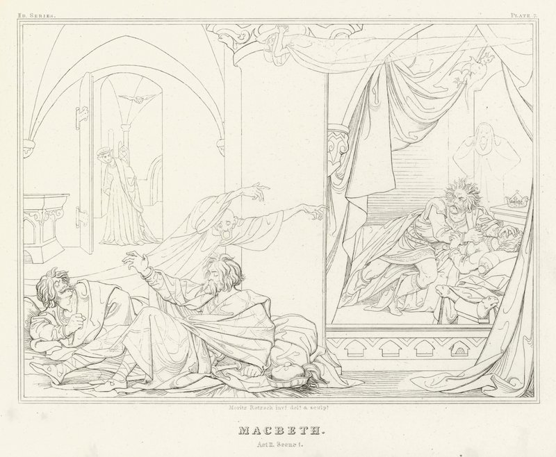 Macbeth, akt II, scene 1 (gravering) af Friedrich August Moritz Retzsch