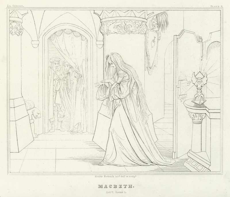 Macbeth, Akt V, Scene 1 (gravering) af Friedrich August Moritz Retzsch