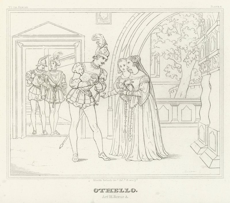 Othello, akt III, scene 3 (gravering) af Friedrich August Moritz Retzsch