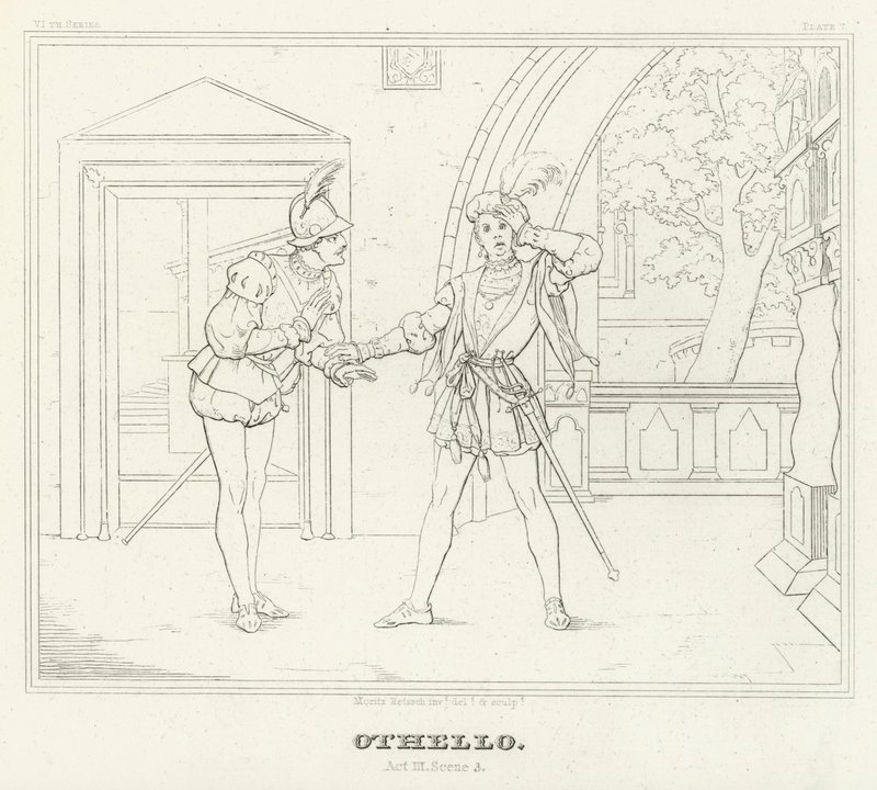 Othello, 3. akt, scene 3 (gravering) af Friedrich August Moritz Retzsch