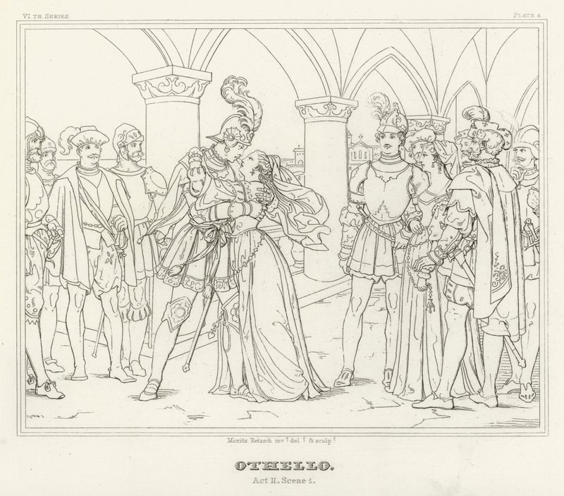 Othello, anden akt, scene 1 (gravering) af Friedrich August Moritz Retzsch