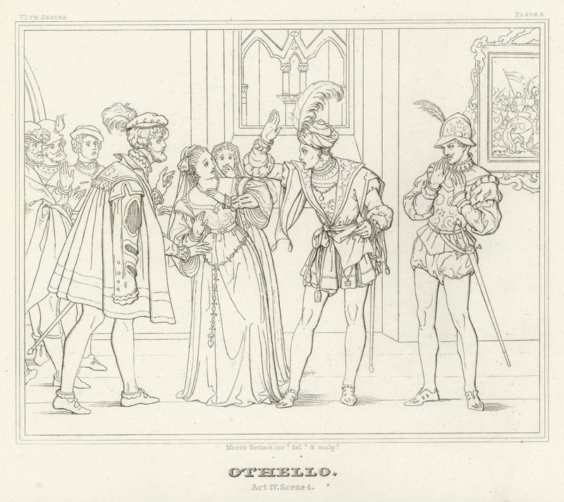 Othello, akt IV, scene 1 (gravering) af Friedrich August Moritz Retzsch
