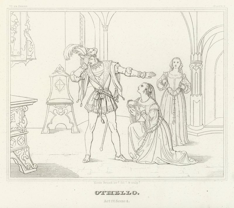 Othello, akt IV, Scene 2 (gravering) af Friedrich August Moritz Retzsch