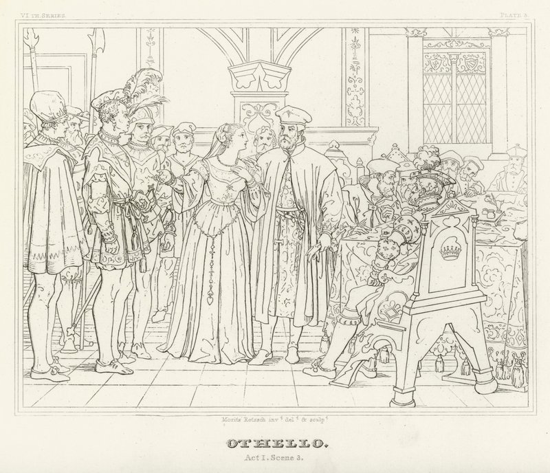 Othello, 1. akt, scene 3 (gravering) af Friedrich August Moritz Retzsch