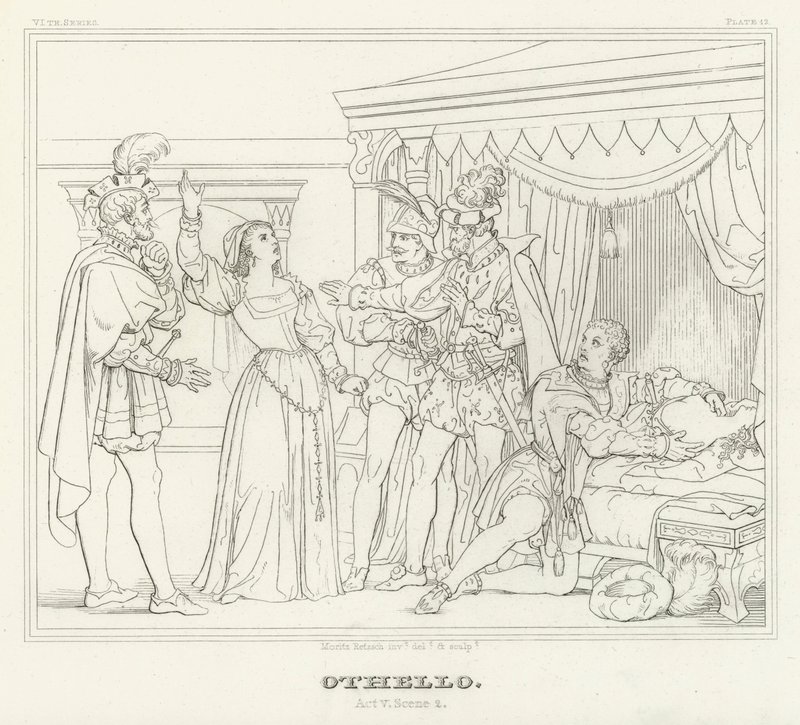 Othello, 5. akt, scene 2 (gravering) af Friedrich August Moritz Retzsch