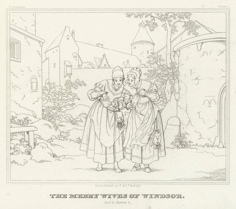 The Merry Wives of Windsor, akt II, Scene 1 (gravering) af Friedrich August Moritz Retzsch