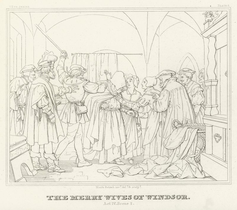 The Merry Wives of Windsor, akt IV, Scene 2 (gravering) af Friedrich August Moritz Retzsch