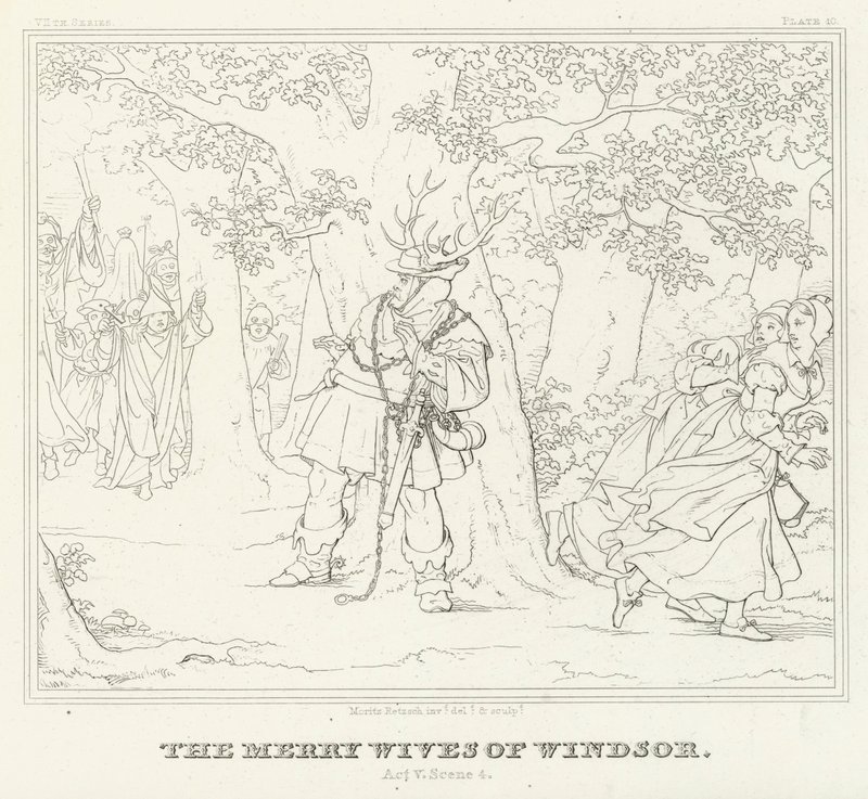 The Merry Wives of Windsor, Akt V, Scene 4 (gravering) af Friedrich August Moritz Retzsch