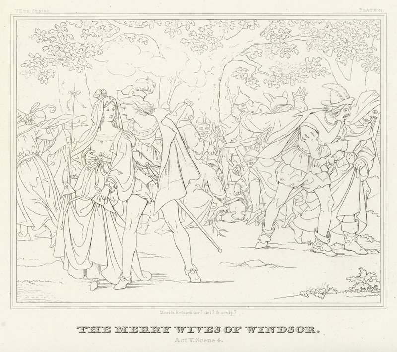 The Merry Wives of Windsor, Akt V, Scene 4 (gravering) af Friedrich August Moritz Retzsch