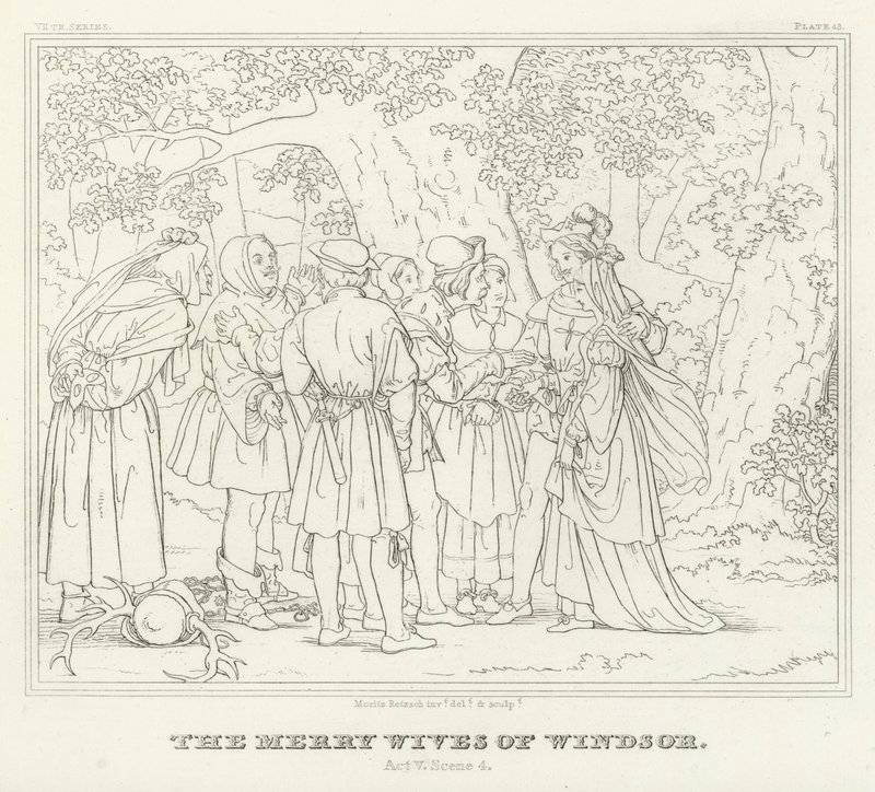 The Merry Wives of Windsor, Akt V, Scene 4 (gravering) af Friedrich August Moritz Retzsch