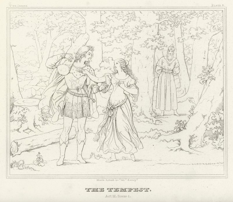 Stormen, akt III, scene 1 (gravering) af Friedrich August Moritz Retzsch