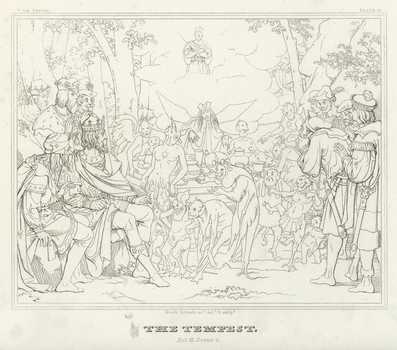 Stormen, akt III, scene 3 (gravering) af Friedrich August Moritz Retzsch