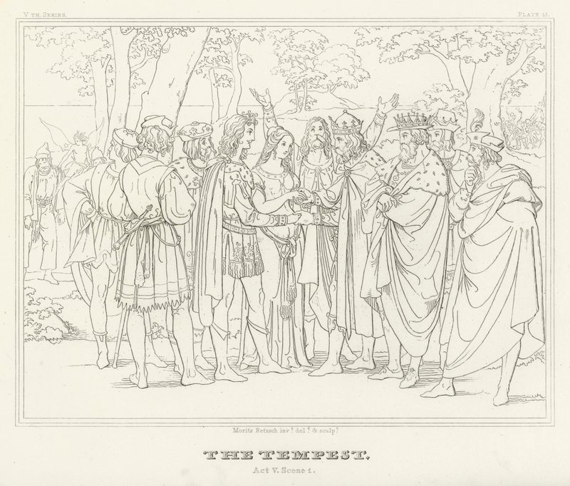 Stormen, Akt V, Scene 1 (gravering) af Friedrich August Moritz Retzsch