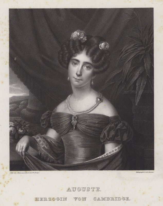 Augusta, hertuginde af Cambridge (litho) af Friedrich Jentzen