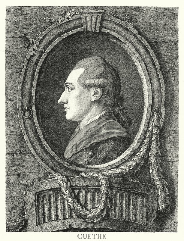 Johann Wolfgang von Goethe, tysk digter, romanforfatter og dramatiker (stik) af Friedrich Kirschner